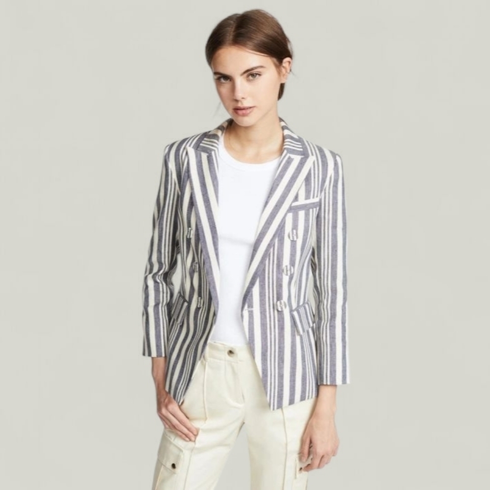 Veronica Beard Geneva Dickey Jacket In Ecru/indigo - Picture 2 of 8